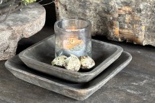 Set van 2 vierkante houten schaaltjes